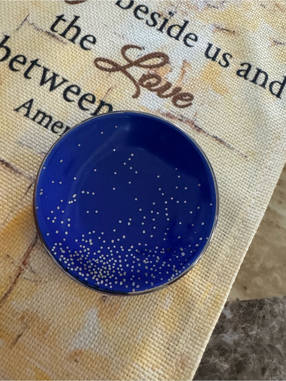 Silpada Cobalt Blue Enamel Trinket Dish with White Ring NEW